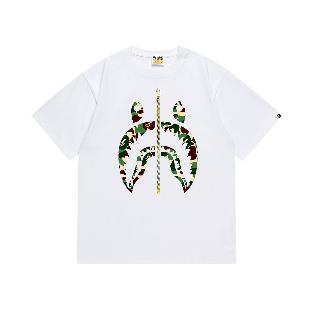 BAPE Green Camo Shark Zip Graphic T-Shirt ¡ª hero