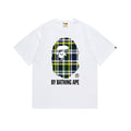 BAPE Green/Yellow Plaid Ape Head Graphic T-Shirt ¡ª front