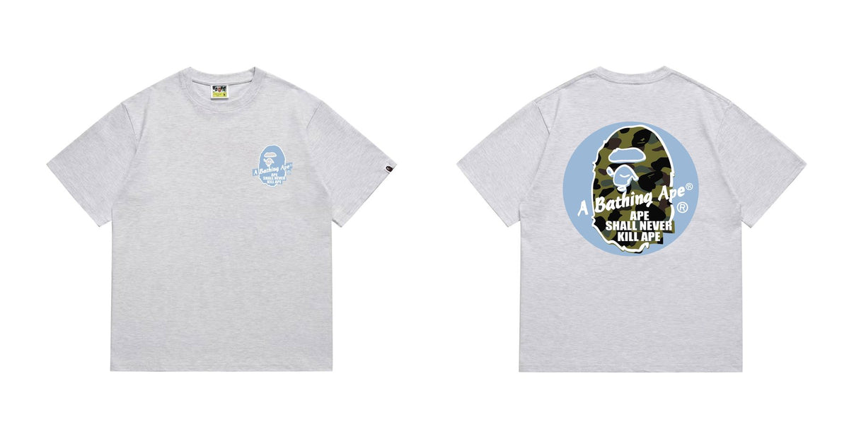 BAPE Blue Accent Camo Ape Circle Graphic T-Shirt ¡ª front