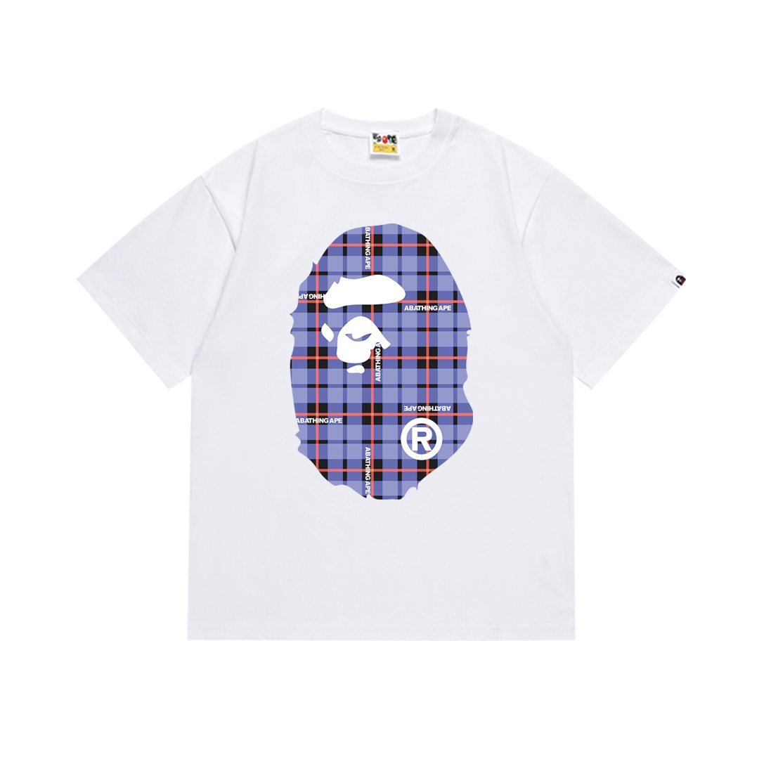 BAPE Purple Plaid Ape Head Graphic T-Shirt ¡ª hero