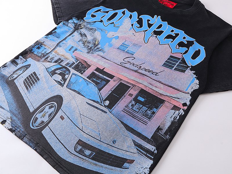 Godspeed Washed Black Rock Graphic T-Shirt ¡ª detail