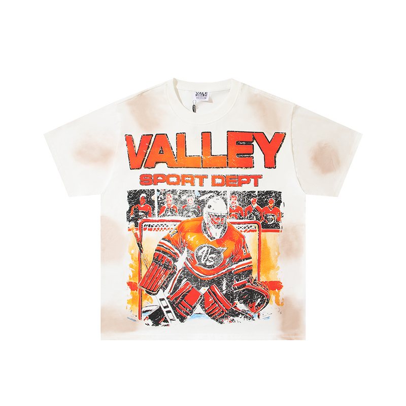VALE USA Washed Cream Hockey Graphic T-Shirt ¡ª hero