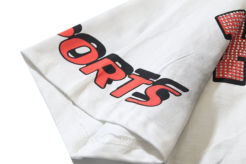 VALE USA Washed White Rhinestone Graphic T-Shirt ¡ª detail