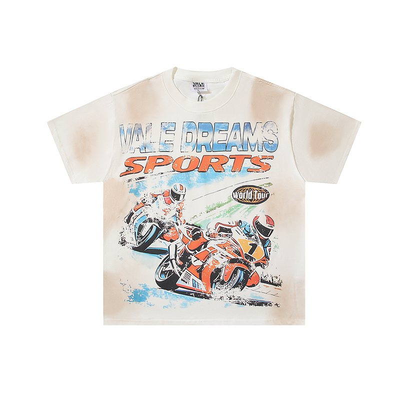 VALE USA Motorcycle Graphic Washed T-Shirt ¡ª front