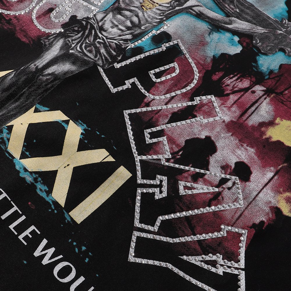 Rough Play Skeleton Cross Rhinestone Sleeveless T-Shirt ¡ª detail