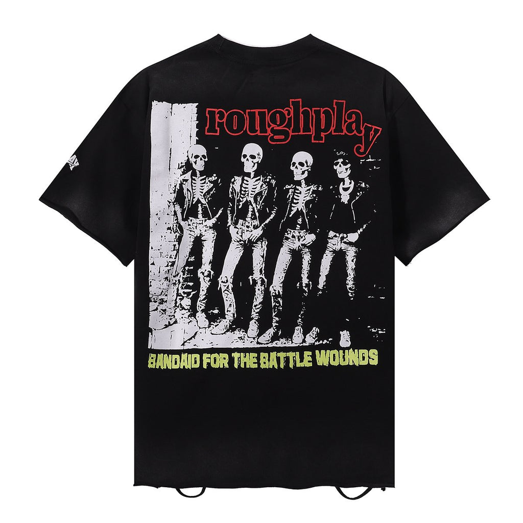 Rough Play Skeleton Rhinestone Distressed T-Shirt ¡ª back
