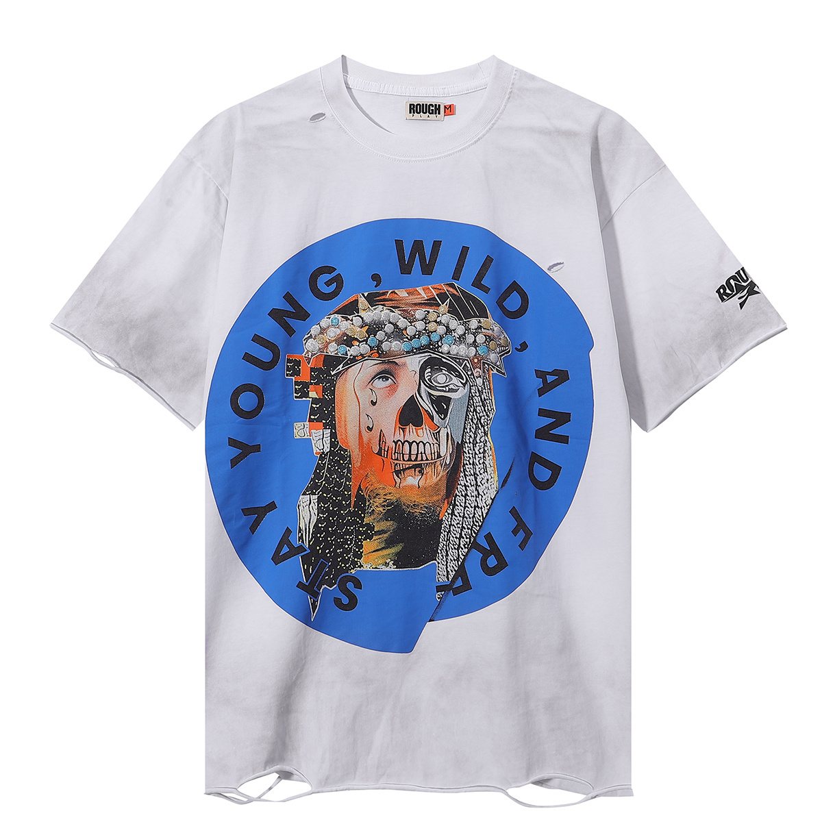 Rough Play Jesus Graphic Distressed Washed T-Shirt ¡ª front