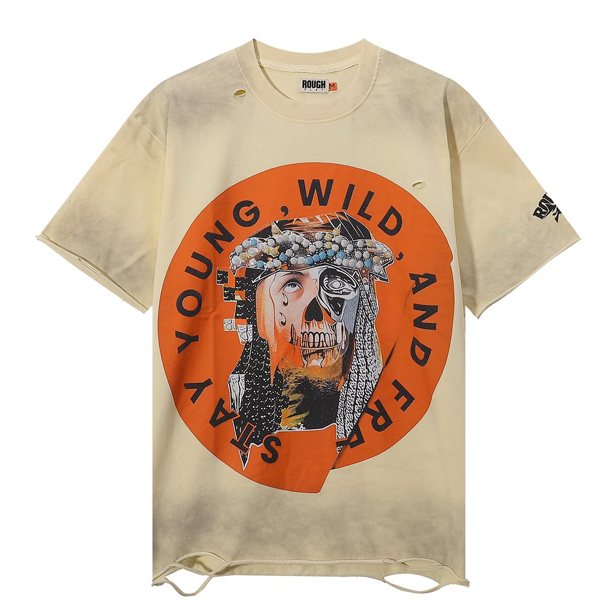 Rough Play Jesus Graphic Distressed Washed T-Shirt ¡ª front