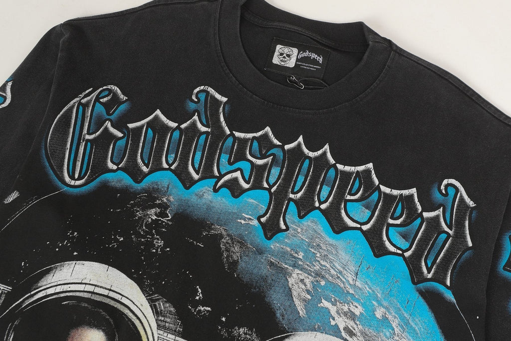 Godspeed Washed Black Graphic Long-Sleeve T-Shirt ¡ª detail