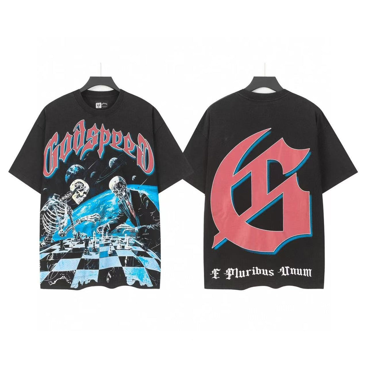 Godspeed Skeleton Chess Graphic T-Shirt ¡ª front
