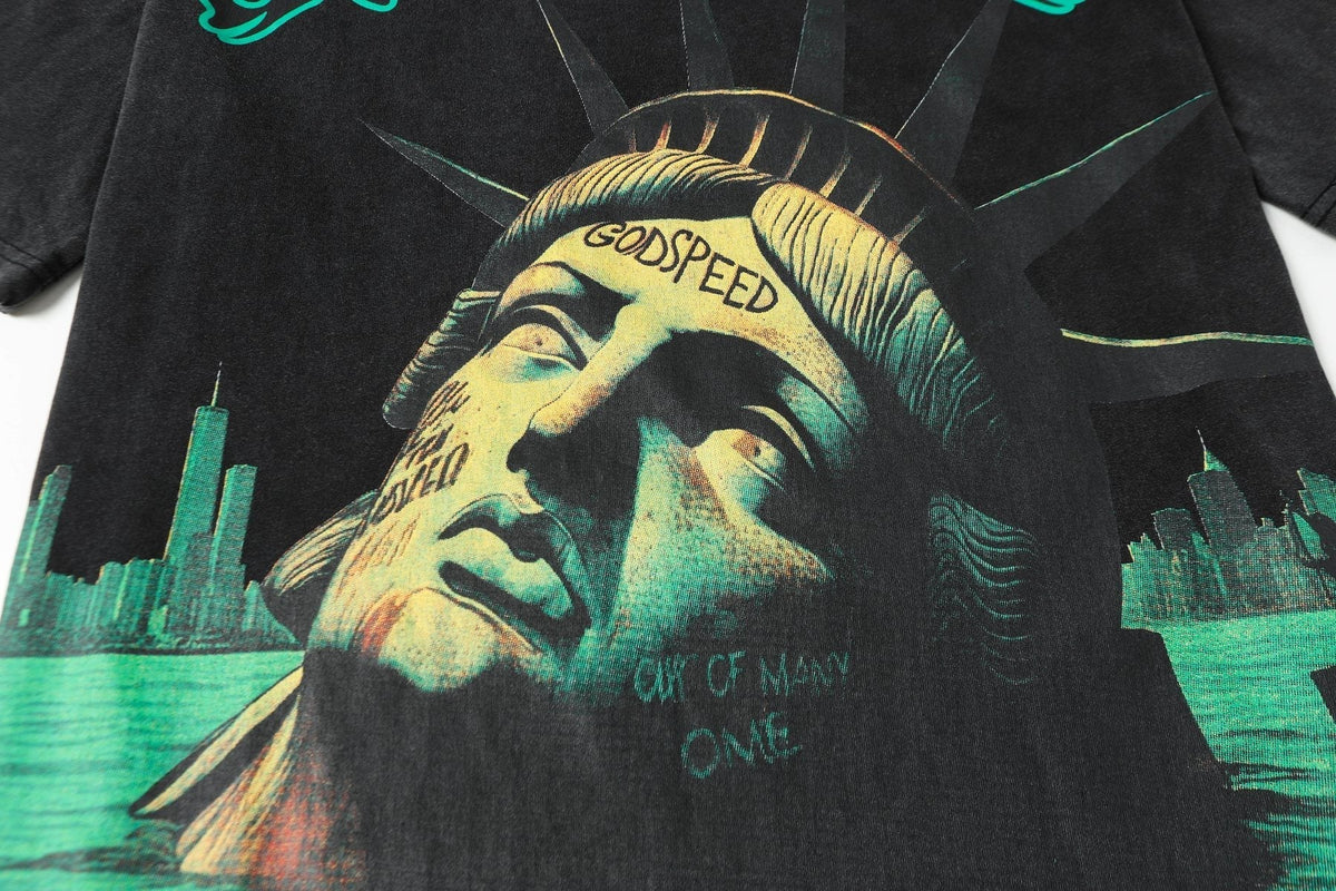 Godspeed Washed Black Rock Graphic T-Shirt ¡ª detail