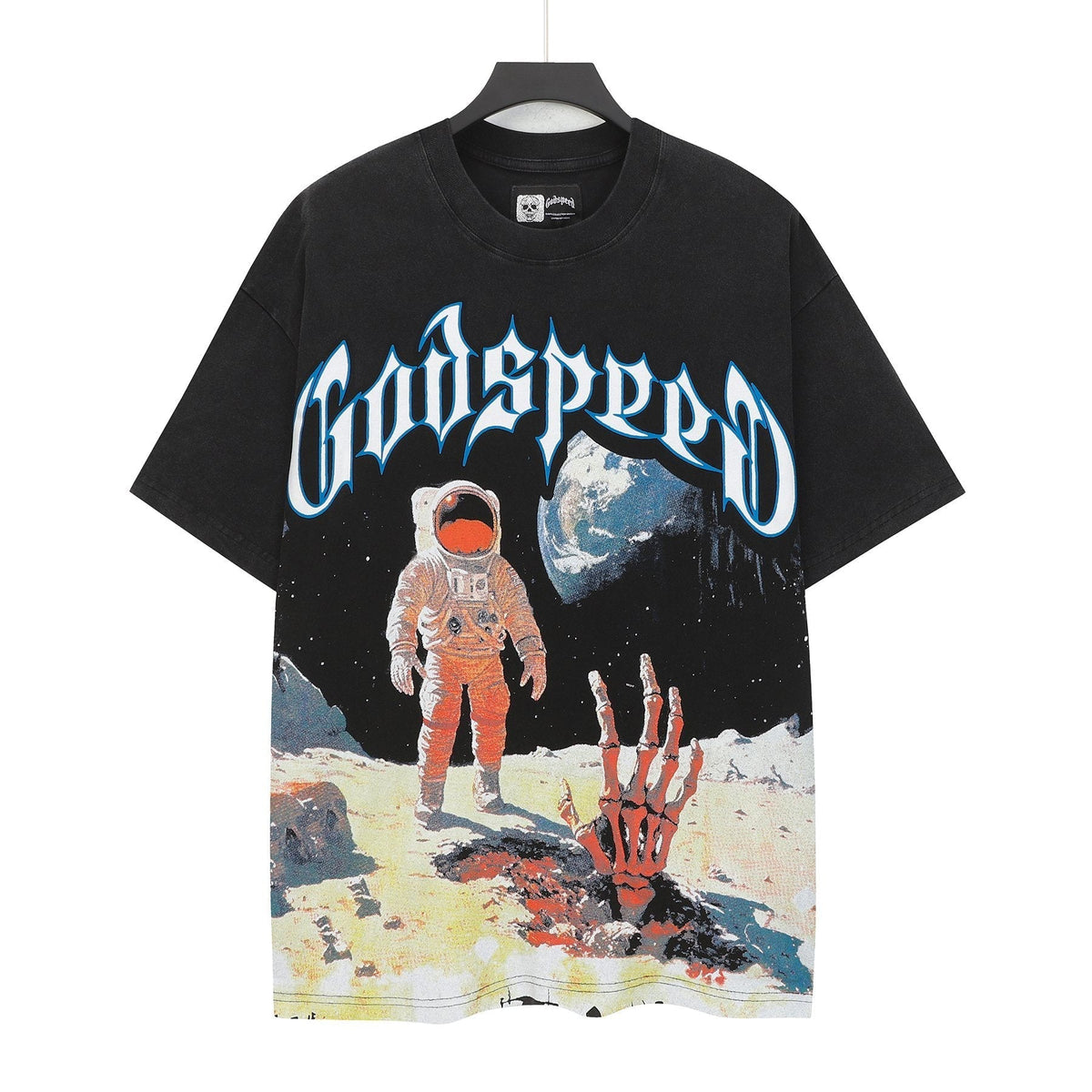 Godspeed Astronaut Back Print Washed Graphic T-Shirt ¡ª front