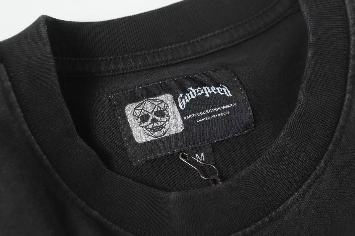 Godspeed Fortuna Astronaut Graphic T-Shirt - Black ¡ª neck_label