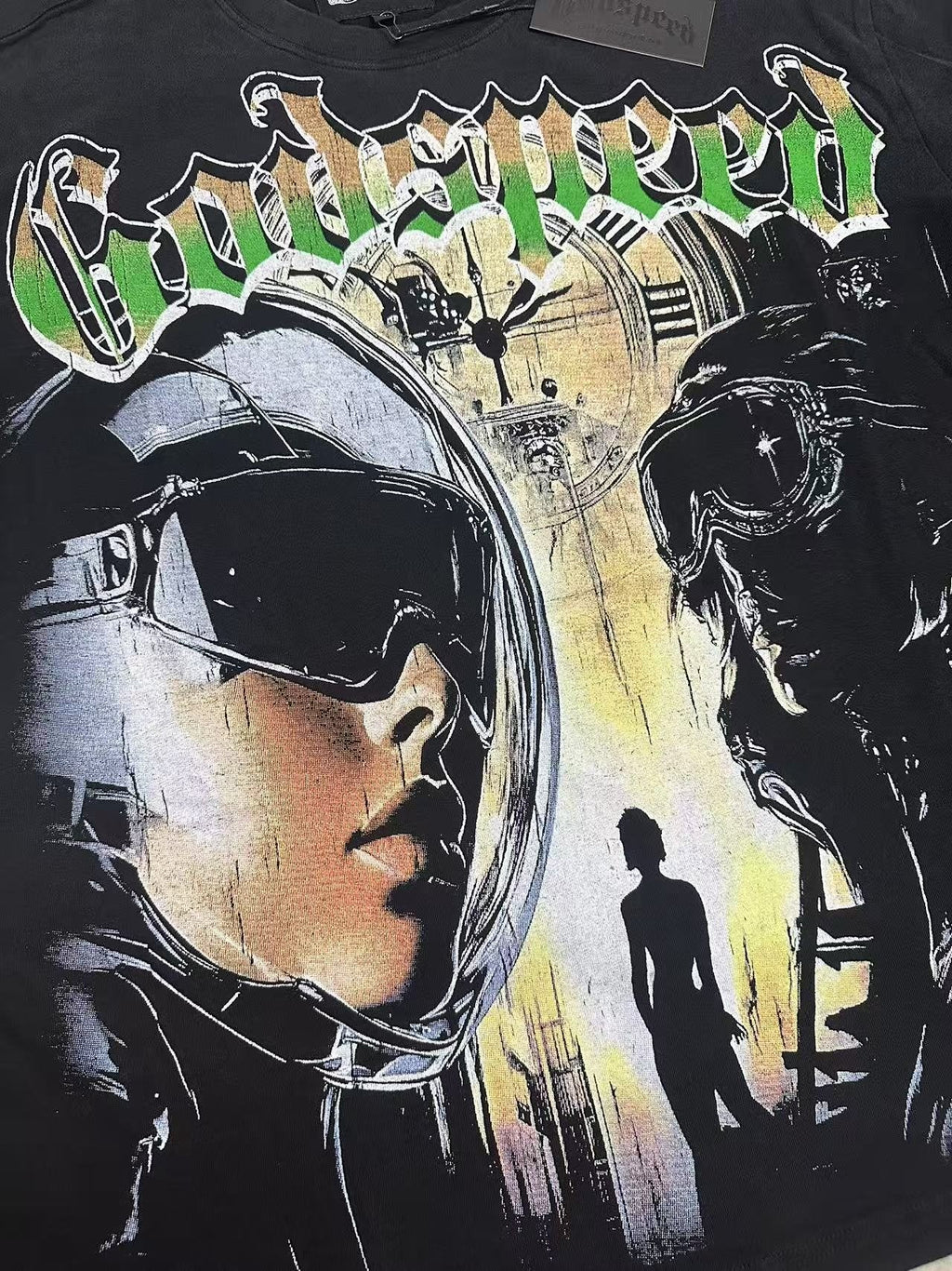 Godspeed Fortuna Astronaut Graphic T-Shirt - Black ¡ª detail