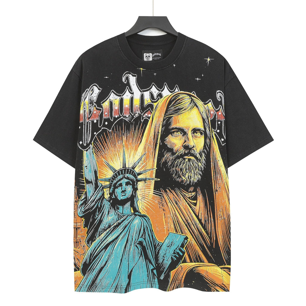 Godspeed Washed Black Statue Graphic T-Shirt ¡ª hero