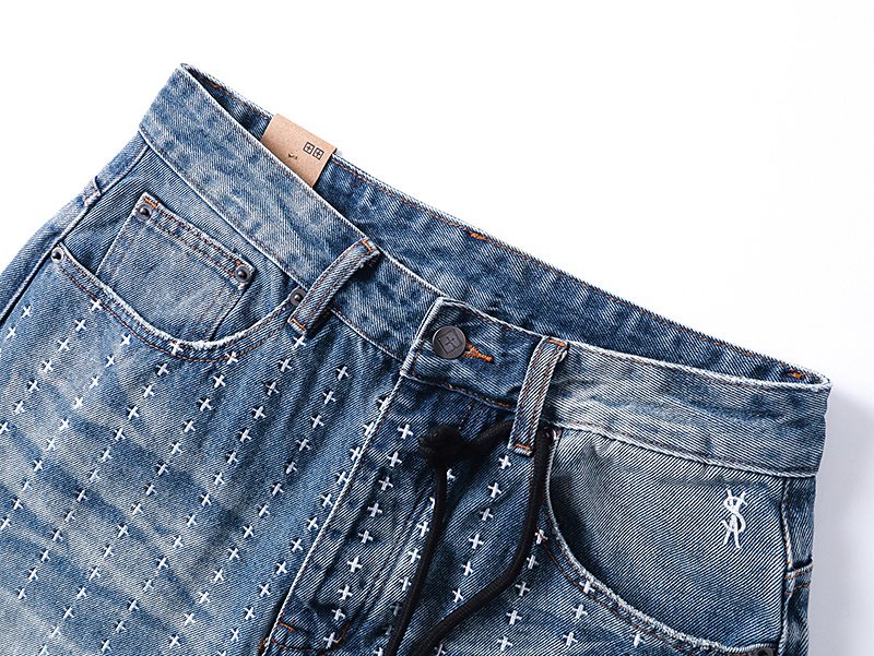 Ksubi Distressed Cross Embroidery Straight-Leg Jeans ¡ª detail