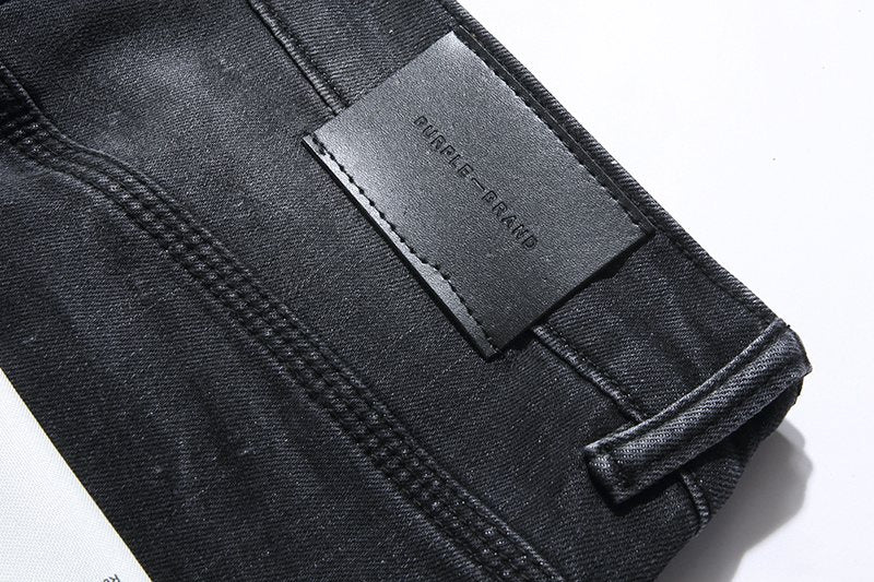 Purple Brand Black Paint Splatter Distressed Jeans ¡ª detail