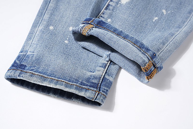 Purple Brand Light Blue Distressed Paint-Splatter Jeans ¡ª detail