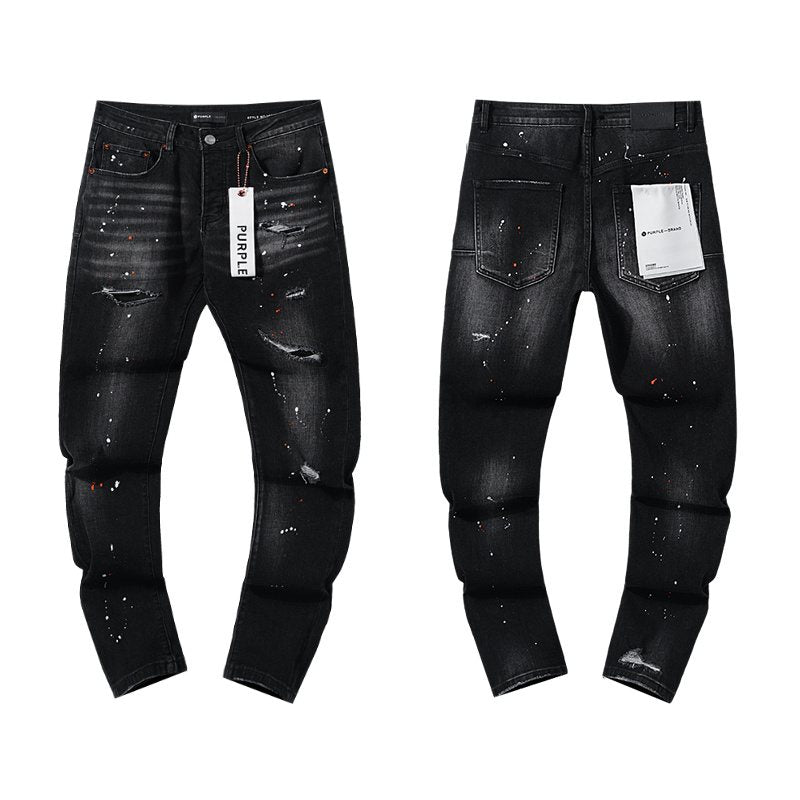 Purple Brand Black Paint Splatter Distressed Jeans ¡ª hero