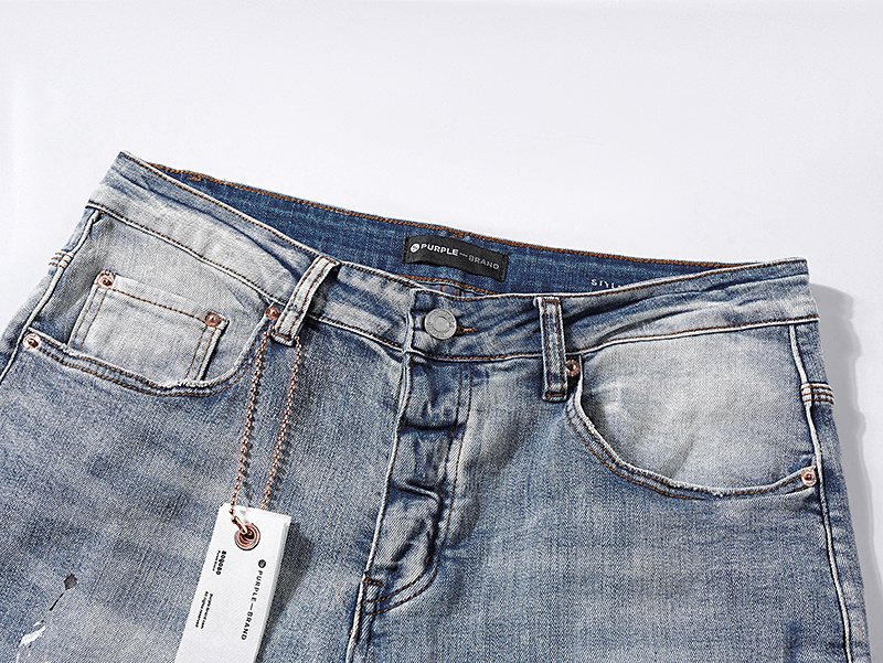 Purple Brand Light Blue Distressed Paint Splatter Jeans ¡ª detail
