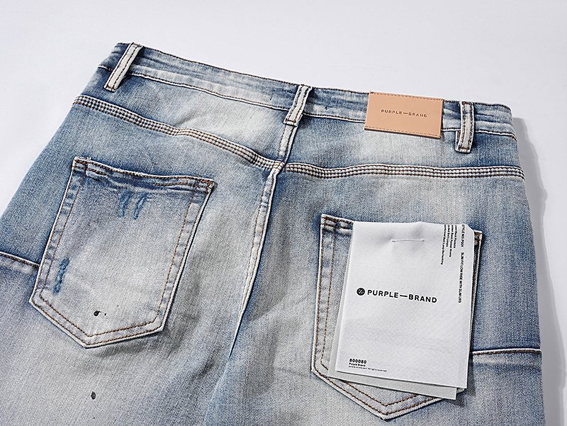 Purple Brand Light Blue Distressed Paint Splatter Jeans ¡ª detail