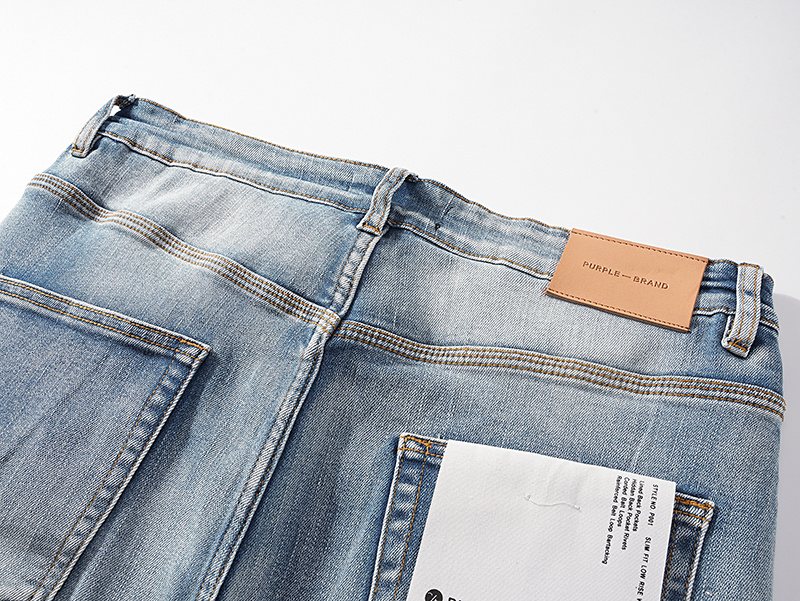 Purple Brand Light Blue Distressed Skinny Jeans ¡ª detail