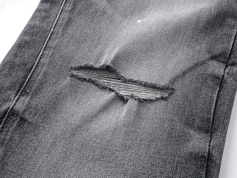 Purple Brand Grey Paint-Splatter Flared Jeans ¡ª detail