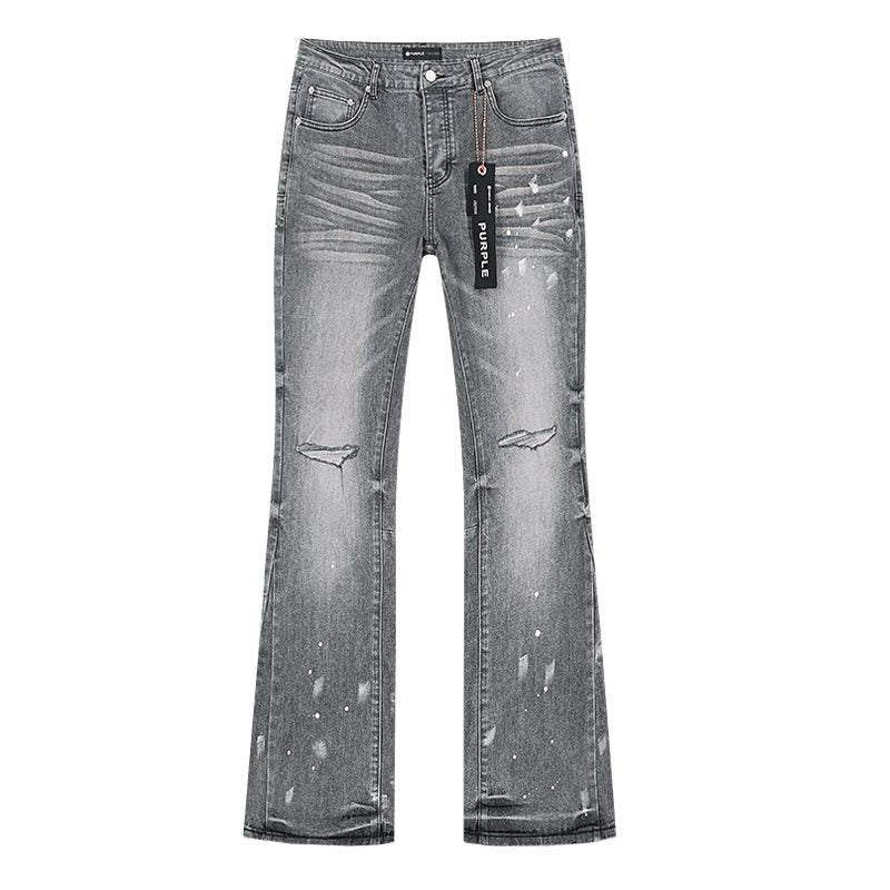 Purple Brand Grey Paint-Splatter Flared Jeans ¡ª hero