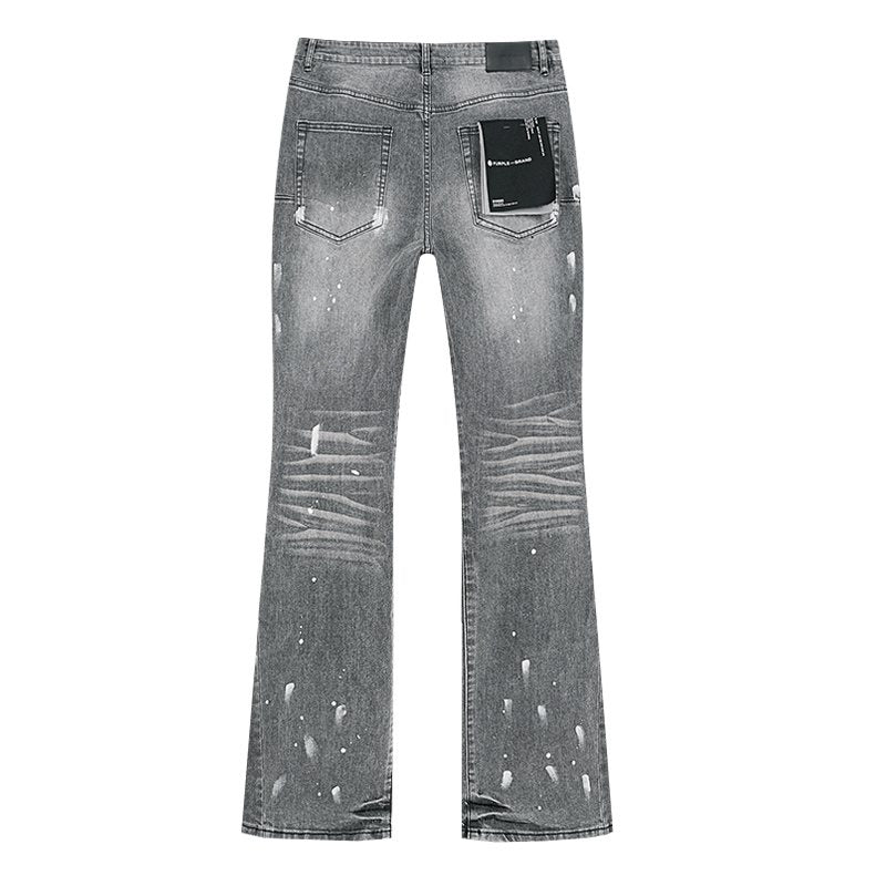 Purple Brand Grey Paint-Splatter Flared Jeans ¡ª back