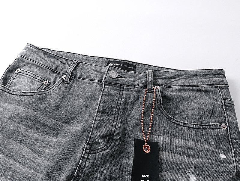 Purple Brand Grey Paint-Splatter Flared Jeans ¡ª detail