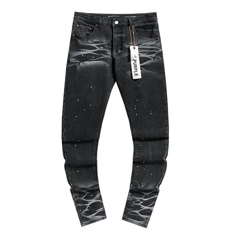 Purple Brand Paint Splatter Waxed-Look Black Jeans ¡ª hero