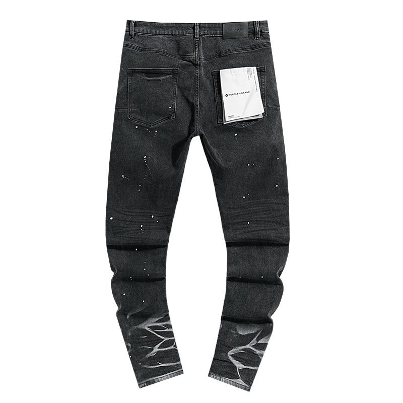 Purple Brand Paint Splatter Waxed-Look Black Jeans ¡ª back