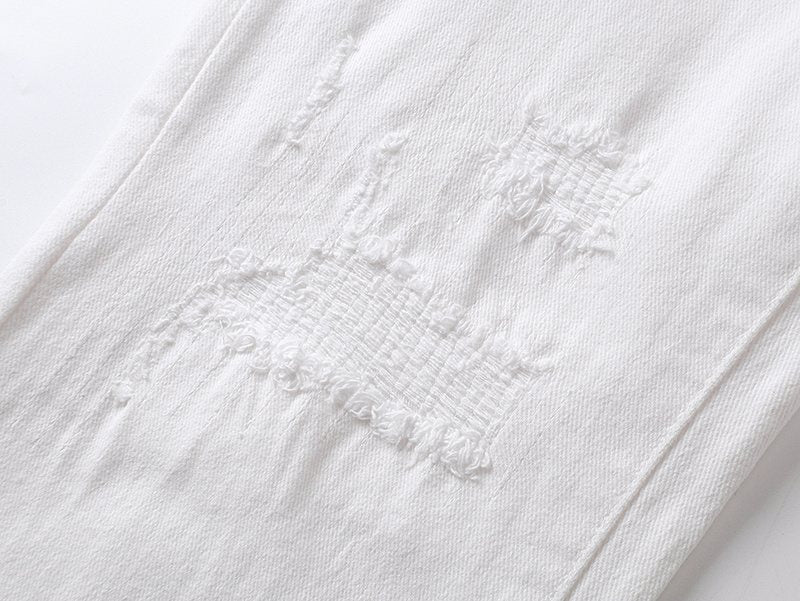Purple Brand Distressed White Jeans ¡ª detail