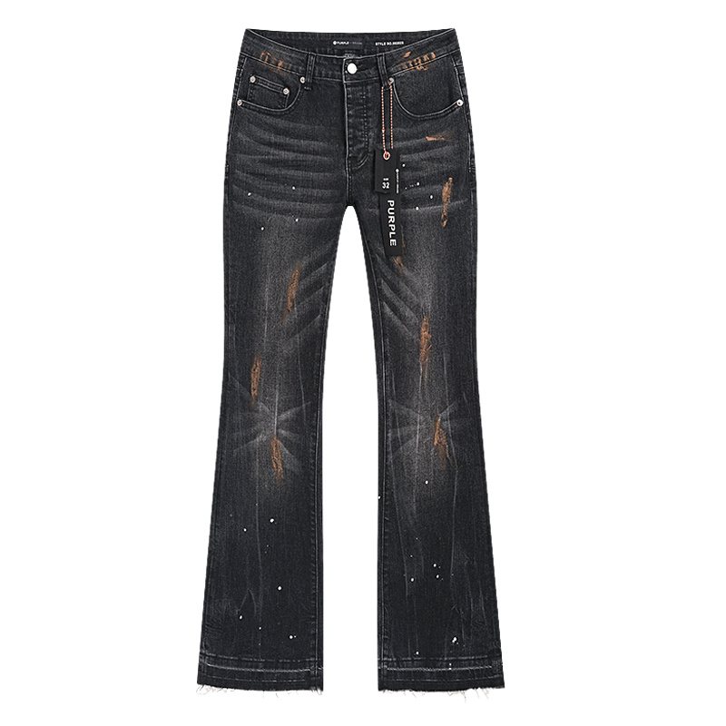 Purple Brand Distressed Paint-Splatter Flared Jeans ¡ª hero