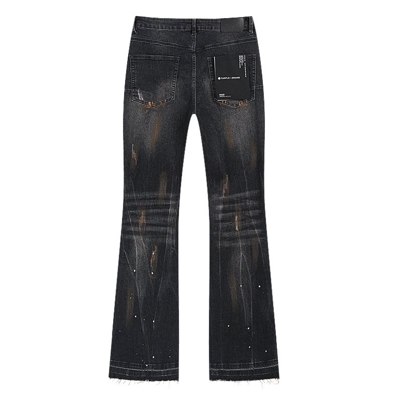 Purple Brand Distressed Paint-Splatter Flared Jeans ¡ª back