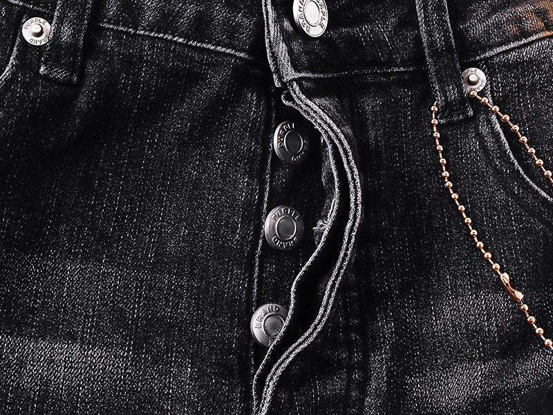 Purple Brand Distressed Paint-Splatter Flared Jeans ¡ª detail