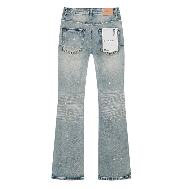Purple Brand Light Blue Distressed Paint-Splatter Flared Jeans ¡ª back