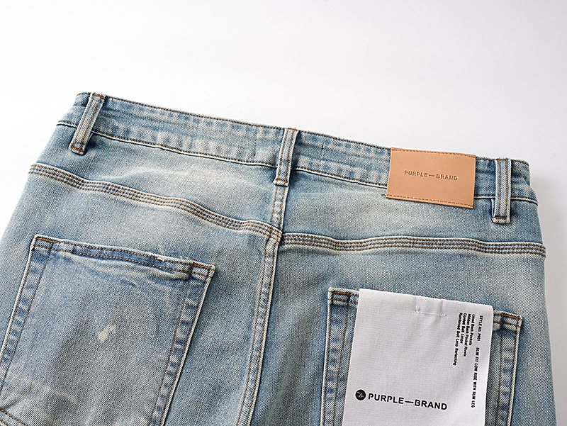 Purple Brand Light Blue Distressed Paint-Splatter Flared Jeans ¡ª detail