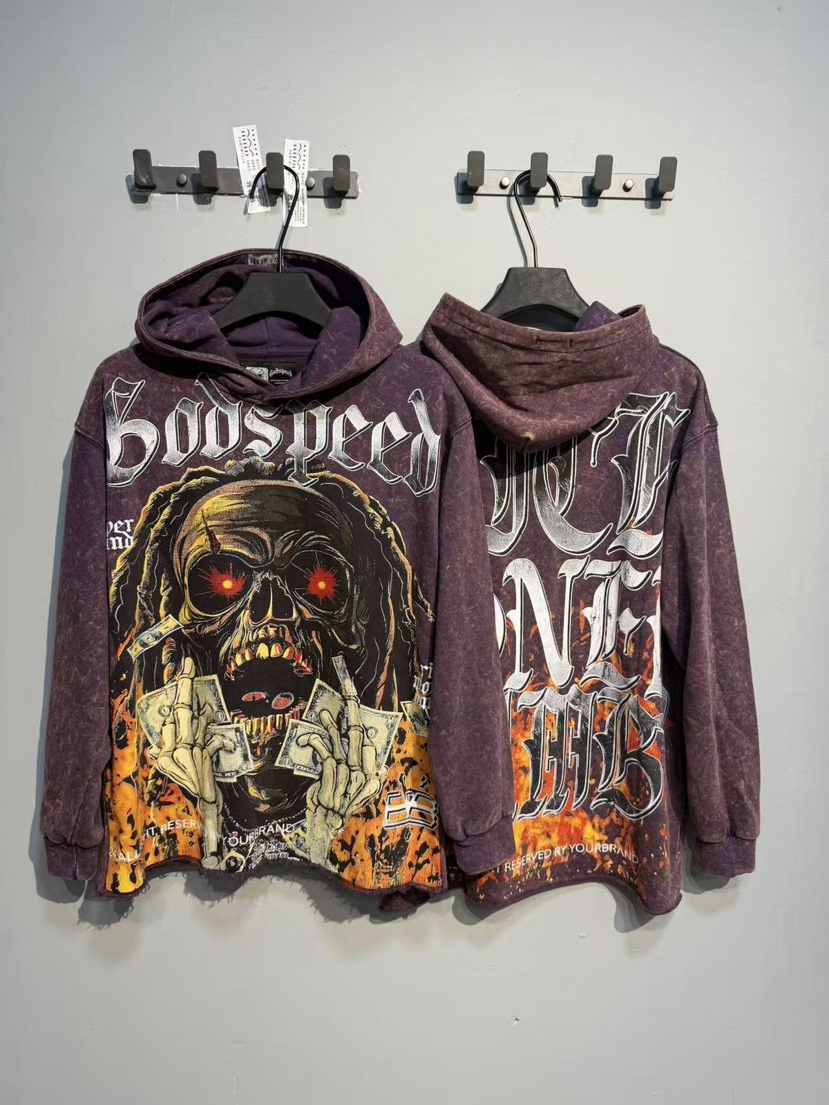 Godspeed Skull Graphic Acid Wash Hoodie ¡ª context