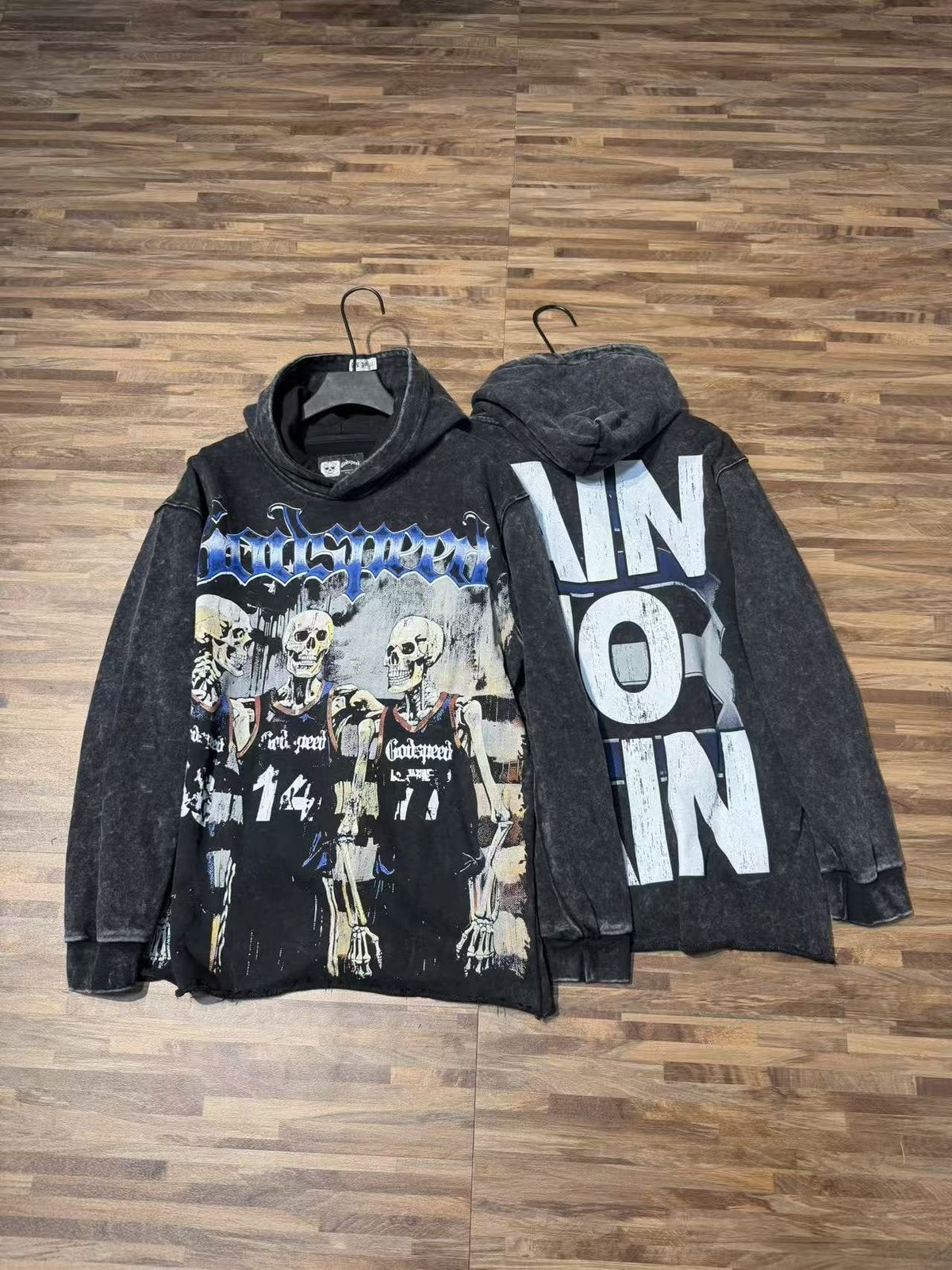 Godspeed Pain No Gain Acid Wash Graphic Hoodie ¡ª context