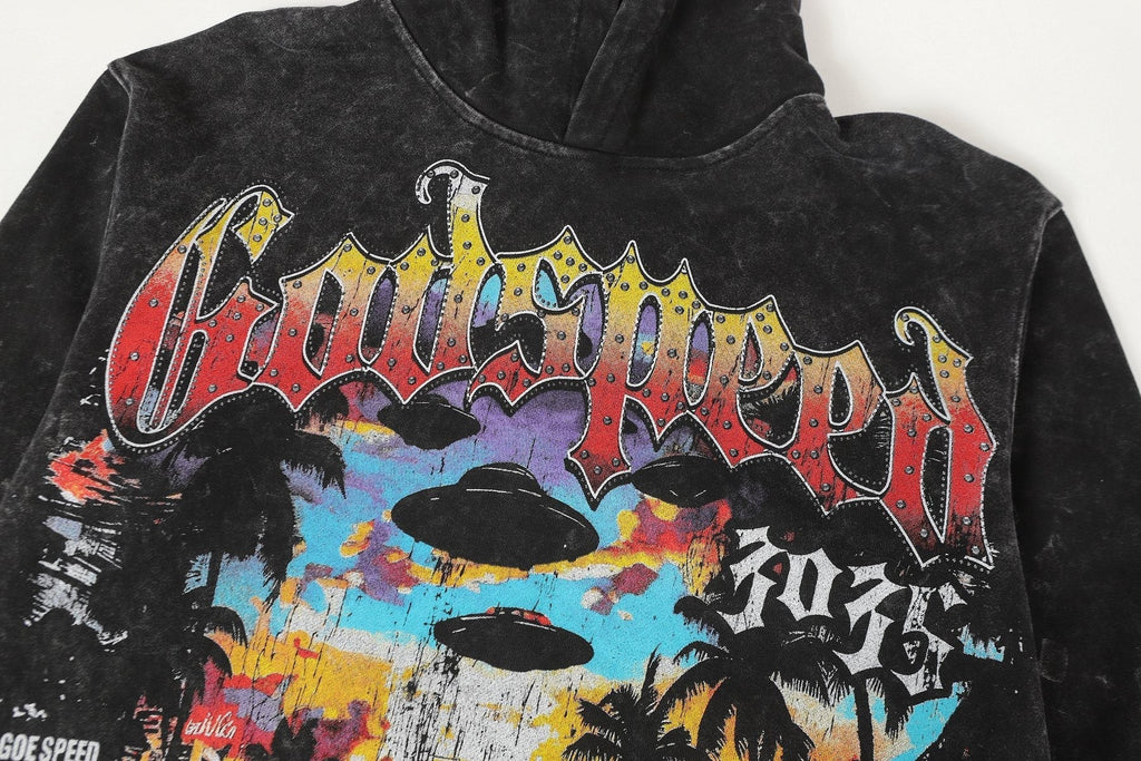 Godspeed Out of Many One Washed Graphic Hoodie ¡ª detail