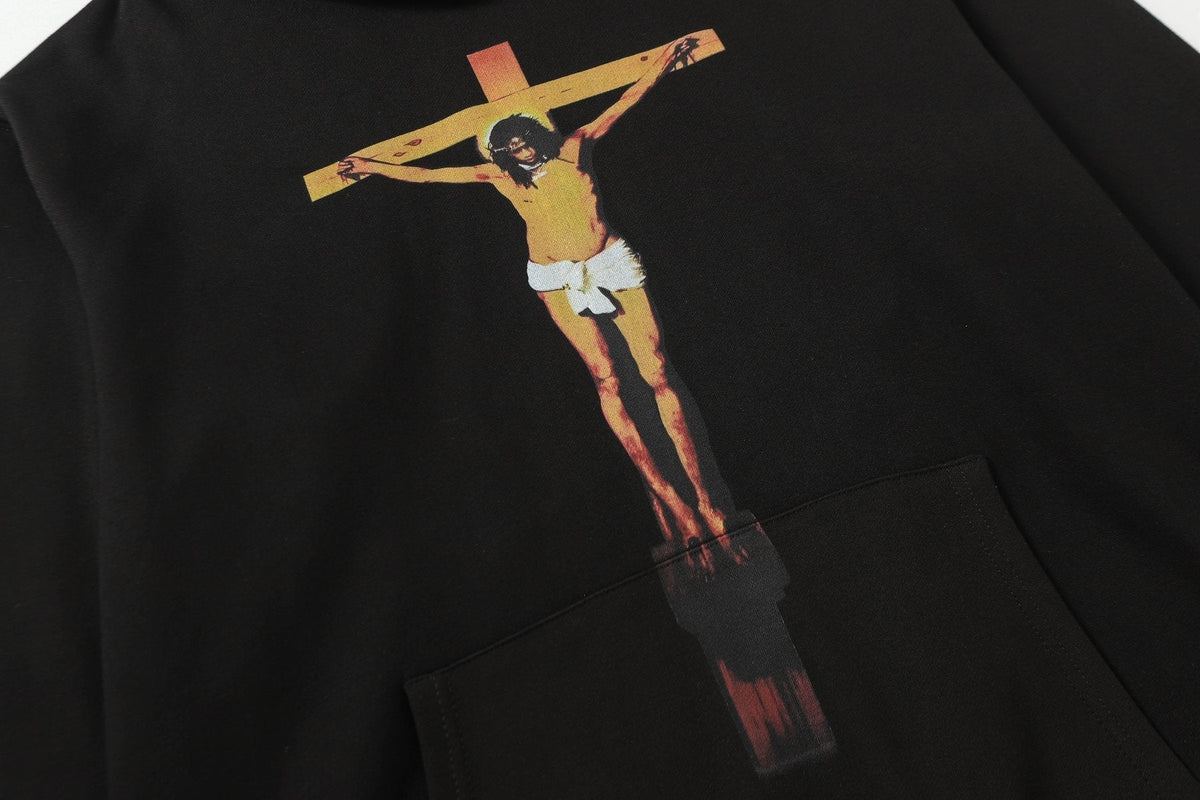 THAT'S A AWFUL LOT OF COUGH SYRUP Crucifixion Graphic Pullover Hoodie ¡ª detail