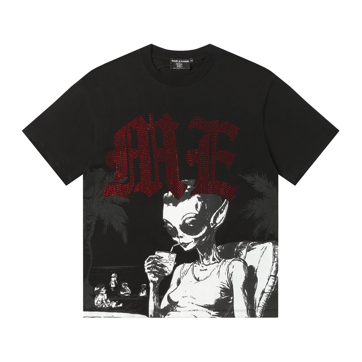 MIXED EMOTION Godspeed Rhinestone Graphic T-Shirt ¡ª front