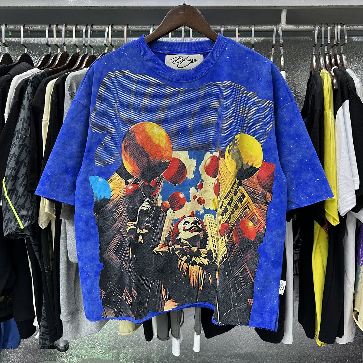 BKYS Revival Clown Balloon Rhinestone Graphic T-Shirt ¡ª context