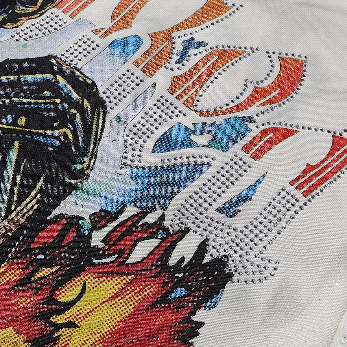 BKYS Revival Rhinestone Skeleton Car Cropped T-Shirt ¡ª detail