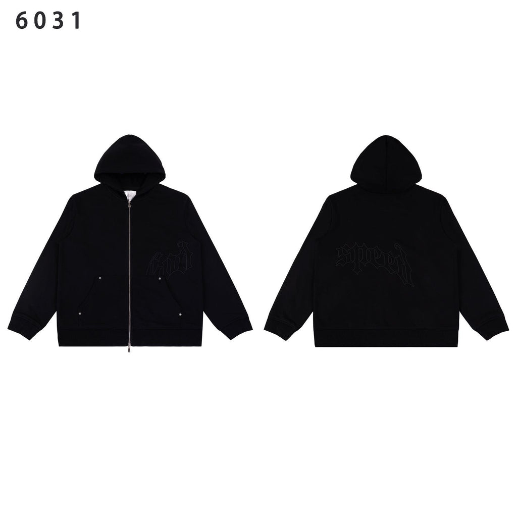 Godspeed Tonal Gothic Zip Hoodie ¡ª front