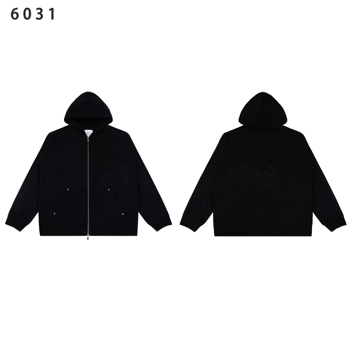 Godspeed Tonal Gothic Zip Hoodie ¡ª front