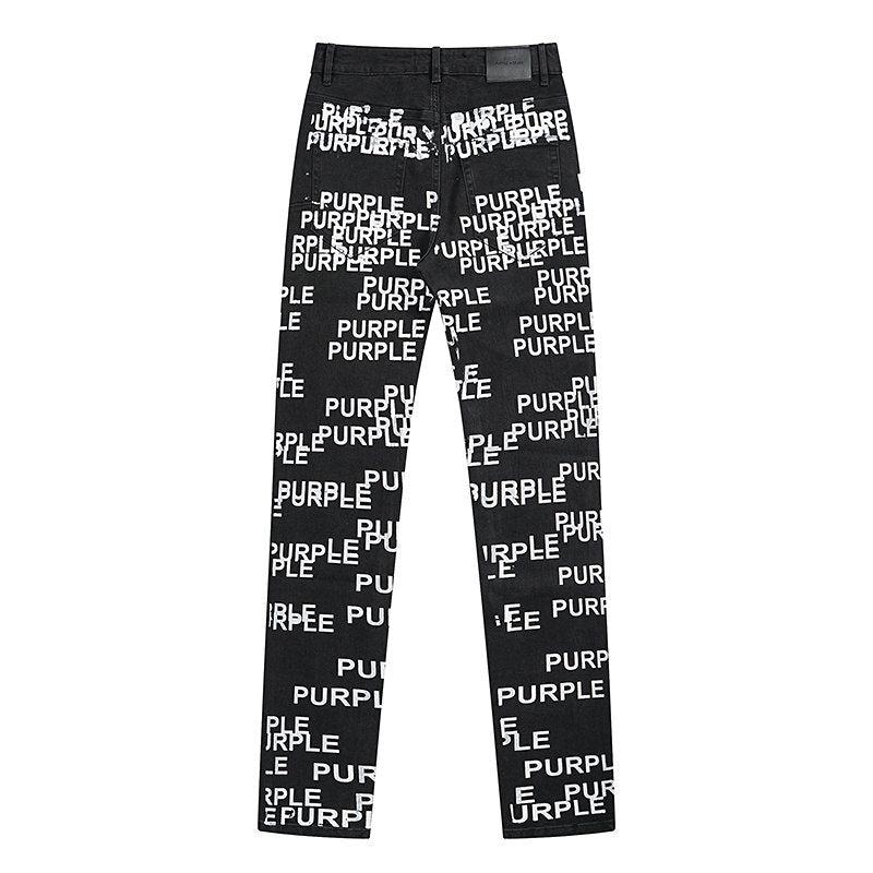 Purple Brand All-Over Wordmark Slim Tapered Jeans ¡ª back