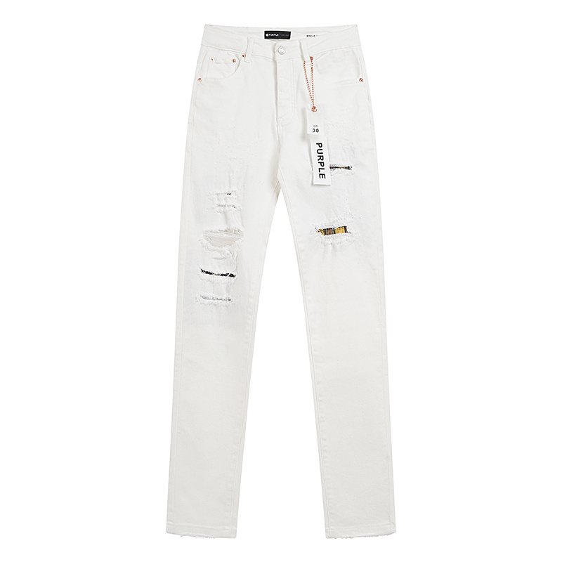 Purple Brand White Distressed Slim Jeans ¡ª front