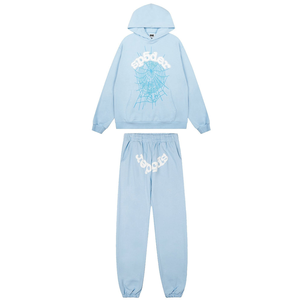 Sp5der Light Blue Spiderweb Hoodie & Sweatpants Matching Set ¡ª hero